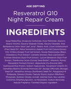 Andalou Naturals Age Defying Resveratrol Q10 Night Repair Cream - Anti-Wrinkle Moisturizer to Hydrate & Smooth - CoQ10 & Resveratrol for Dry Skin - 1.7 oz