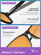 VMJFBJ Blue Light Glasses for Men Woman, Anti Blue Light Blocking Glasses with Amber Lens for Computer Screen Monitor Gaming Better Sleep Reduce Eye Strain Gamer Glasses