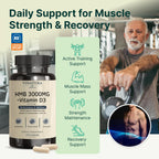 VINATURA HMB 3000mg and Vitamin D3 Supplement - HMB (Beta-Hydroxy Beta-Methylbutyrate), Vitamin D3 (1600 IU), Made in USA & NSF Certified for Sport - 120 Capsules