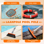 LAANPOLE Telescopic Pool Pole, 16ft Heavy Duty Swimming Pool Pole, Adjustable Pool Cleaning Pole for Skimmer Nets, Vacuum Heads and Brushes
