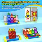 Mini Magnetic Tiles Travel Toddler Toys with Metal Tin Portable STEM Building Kids Toys for 3 4 5 6 7 8+ Years Old Boys & Girls & Birthday Gifts