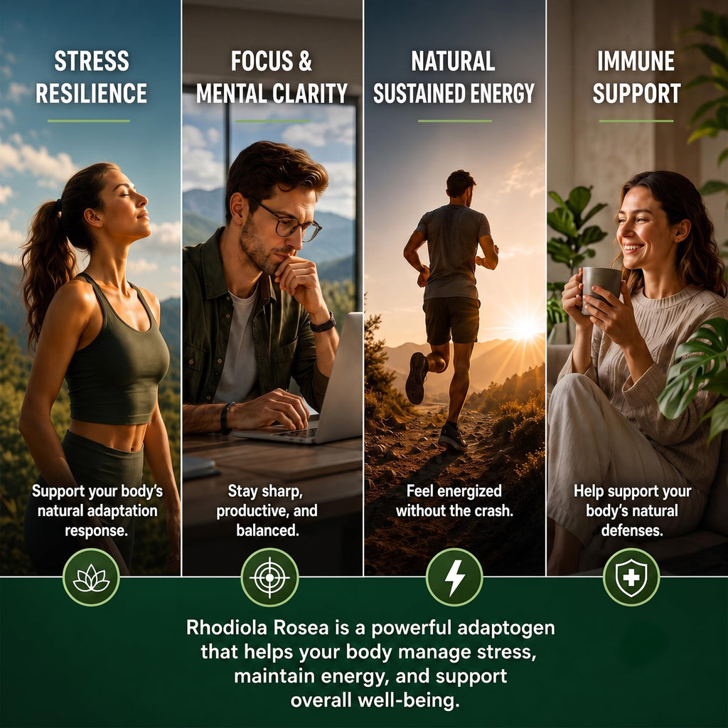 Shileoo Rhodiola Rosea Organic Supplement—Adapted Herbal Formula Helps Relieve Stress, Improve Mental Clarity, Focus, Replenish Natural Energy, and Boost Immunity—Non-GMO, 60 Capsules