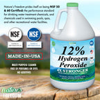 Nature's Freedom 12% Hydrogen Peroxide, Food Grade H2O2 and Purified Water Only, 8 Gallons
