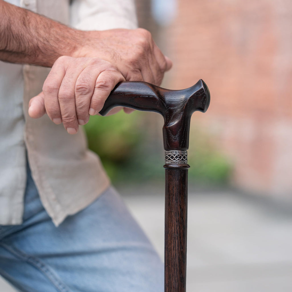 Asterom Walking Cane - Handmade, Ergonomic, Canes for Men - Wooden Walking Sticks for Seniors, Unique (Walnut, 36 Inches)