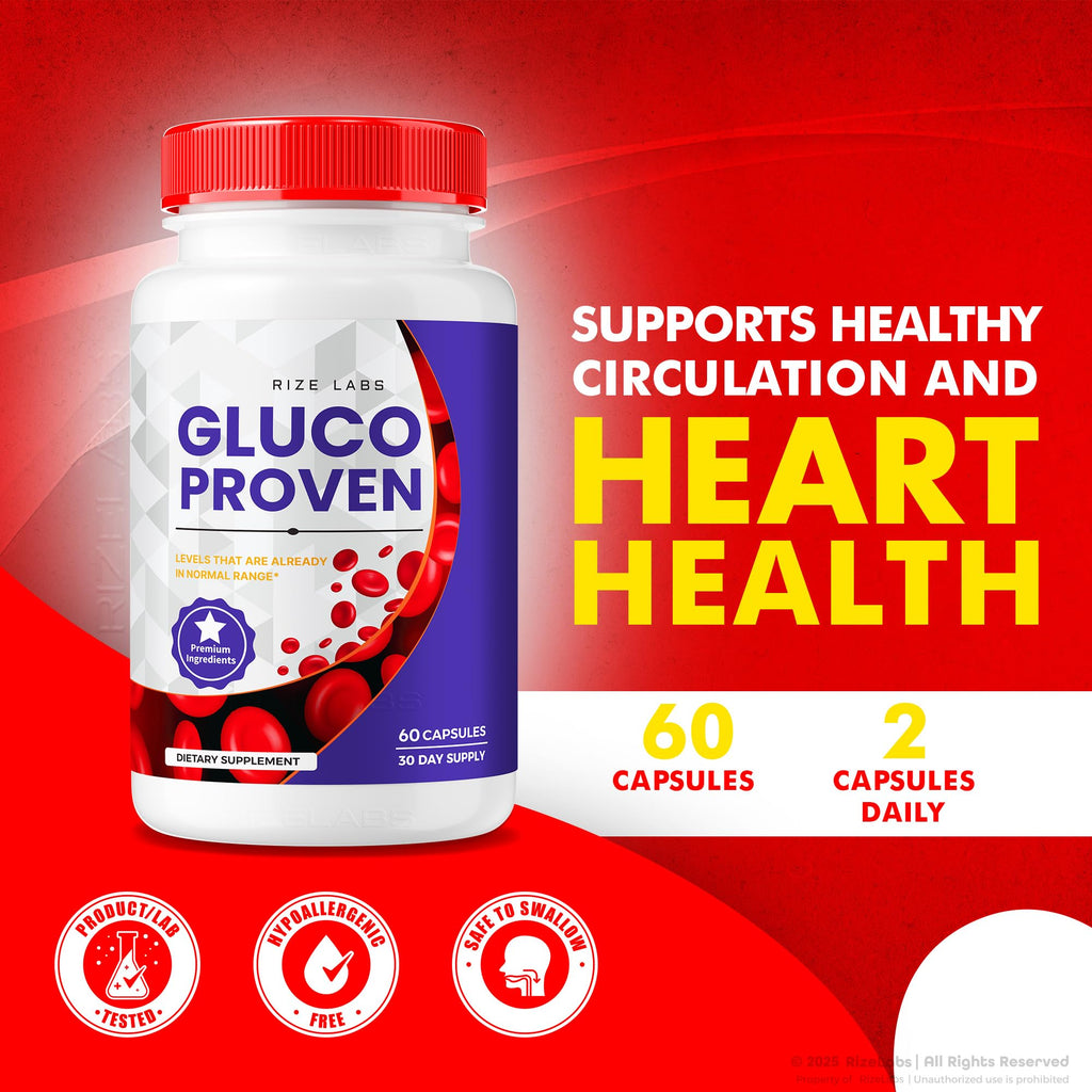 rize labs - Gluco Proven Capsules - Advanced Formula Supplement Pills, Maximum Strength Support, All Natural Plus Organic Non GMO (300 Capsules)
