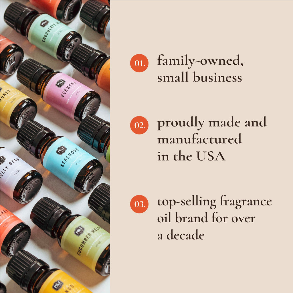 P&J Fragrance Oil Holiday Set for Christmas Home Decor | Mistletoe, Candy Cane, Wintermint, Apple Cider, Cranberry, and Forest Pine Candle Scents for Candle Making, Soap Making, Diffuser Oil Scent