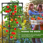 MQHUAYU 3 Pack Tomato Cages, Square Tomato Plant Stakes Support Cages Trellis for Garden Climbing Vegetables Flowers Fruits,Extra Bold,Black