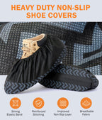 DclobTop 200Pack Black Recycable Shoe Covers Disposable -Non-Slip Shoe Covers for Indoors Reusable, Durable, Breathable Booties, 2 Sizes Fits Up To 12 US Men and 13 US Women Size
