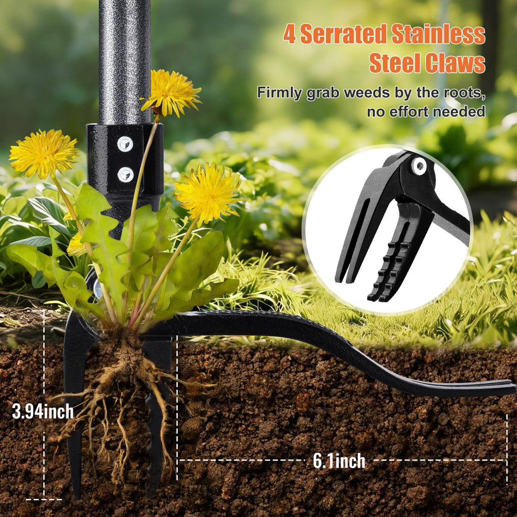 GOXAWEE Stand Up Weed Puller Tool with 45″ Long Handle, Manual Weeder Tool