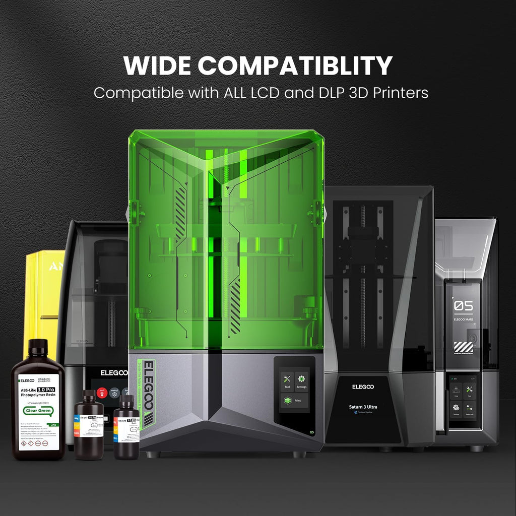 ELEGOO ABS-Like Resin 3.0 Pro, Higher Scratch-Resistance 3D Printing Photopolymer Resin, 405nm UV Resin for MSLA/DLP/LCD Printers Fast Curing High Precision Non-Brittle, Translucent 2000g