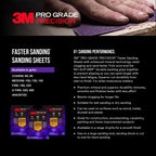 3M Pro Grade Precision Faster Sanding Sheets, NO-Slip Grip Backing, Assorted Grits 220/320/400, 9" x 11", 3 Sheets Each, 9 Total