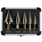 IRONANT 5PCS HSS Titanium Step Drill Bit Set for Metal Unibit