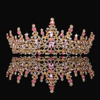 Kamirola Tiaras and Crowns for Women,Tiaras Earrings Necklace, Crystal Bridal Jewelry Set (Gold Pink)