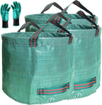 Professional 3-Pack 106 Gallon Large Lawn Garden Bags (D31,H31 inch) Reusable Yard Waste Bags with Gardening Gloves for Big Leaf Bag,Yard Debris,Garden Pruning,Lawn Clippings Bag,Weeds Bag 4 Handles