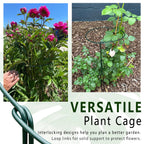 6 Pack Plant Support Stakes, 15.8" Half Round Metal Garden Plant Supports for Indoor Plants, Green Plant Cage Ring for Monstera, Peony, Hydrangea, Potted Plant Holder Sticks (10" Wide)