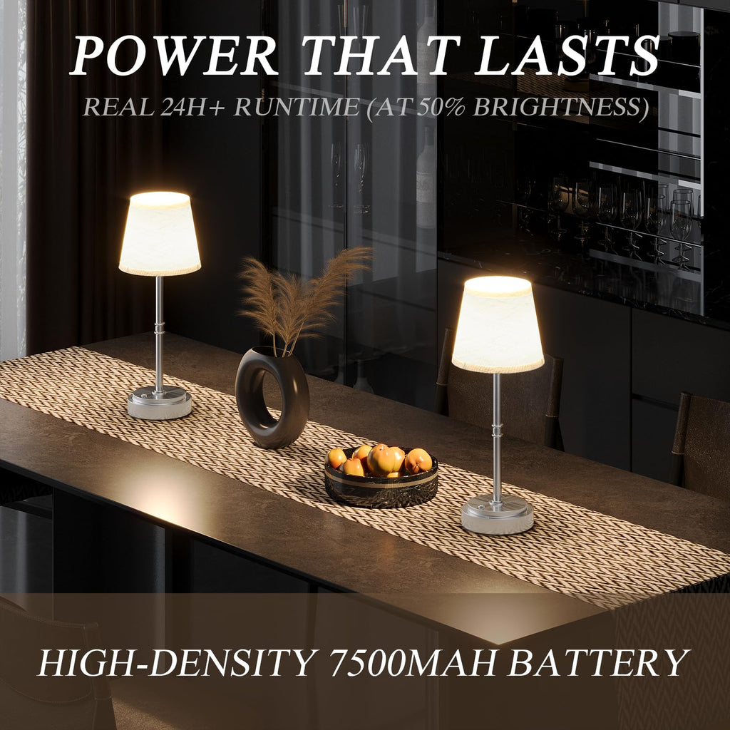 Litluzecozy Cordless Table Lamp Rechargeable Black - 2 Pack 7500mAH Battery Operated Lamp for Decor, 3000K Stepless Dimming Touch Control Wireless Lamp for Bedroom, Dining Table, Counter, Living Room