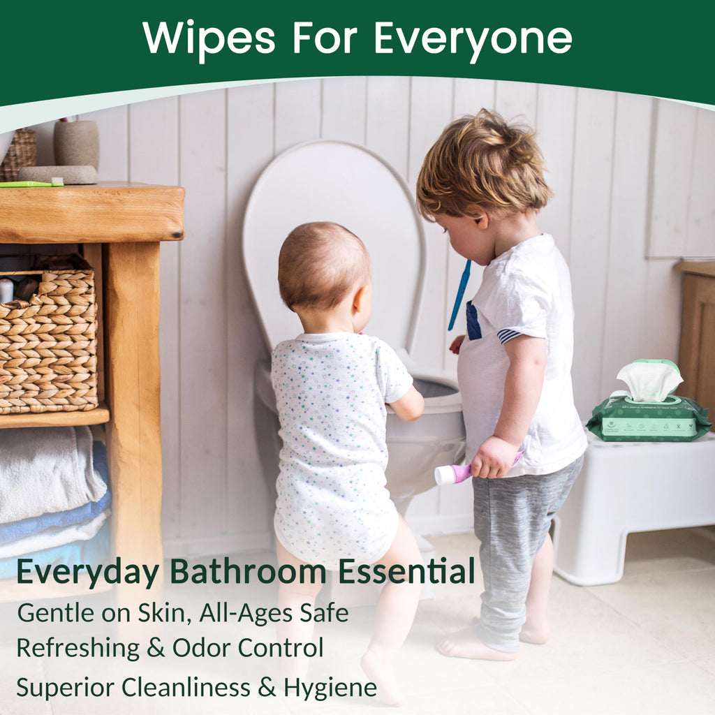 WONDERFUL Flushable Wipes, Mint 100% Plant-Based Wet Butt Wipe for Adults & Kids, Sewer Septic Safe, Gentle for Sensitive Skin, Wipes Flushable Pack for Bathroom & Travel, 6-Pack (360 Counts)