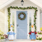 FuWeave 2 Set Porch Goose Outfit Spring Gardener Goose Clothes with Small Flower Pot for 23" Cement Outdoor Patio Yard Decor(Heart)