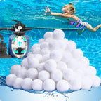 QwayHome 3.1 lbs Pool Filter Balls, Reusable Filter Fiber Balls for Above Ground Pool Sand Pump, Eco-Friendly, Efficient, Clean Water, Equals 110 lbs Filter Sand, White