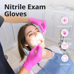 SwiftGrip Pink Gloves Powder-Free Nitrile Gloves, 100ct Box - 3-Mil, Gloves Disposable Latex Free, for Kitchen, Cleaning, Estheticians, Hair Stylist - Pink/Fuchsia(Small)