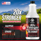Calyptus 80% Pure Concentrated Vinegar | Ultra-Performance (20X) Power | Technical Grade | Dilutes Easily to 5% Acidity (1 Cup per Gallon) | Home and Outdoor Cleaning Concentrate | 2 Quart