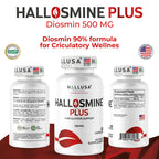 Hallusa Natural Hallosmine Plus Diosmin 500mg + Bonus Leg Cream | Circulation & Vein Support for Swelling & Heavy Legs, Lymphatic Drainage, Blood Flow, Vascular Health & Visible Veins, 60 Capsules