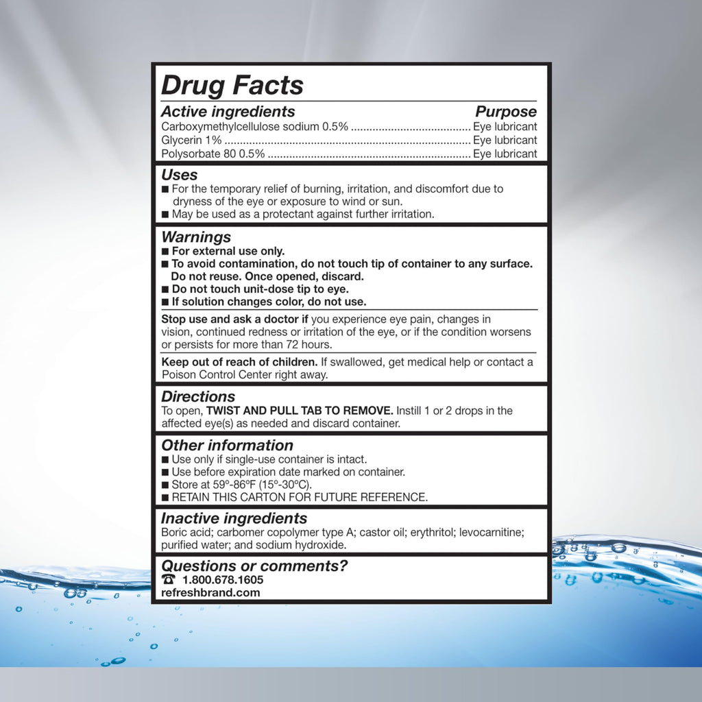 REFRESH OPTIVE ADVANCED PF Lubricant Eye Drops Preservative-Free Artificial Tears, 0.01 fl oz (0.4 mL), 30 Single-Use Containers