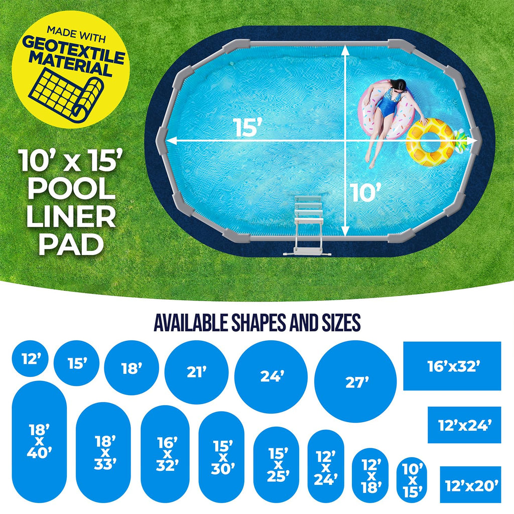 Shop Square 10-Foot-by-15-Foot Oval Pool Liner Pad for Above Ground Pools - Under Pool Padding, Above Ground Pool Pad Oval, Puncture Protection, Extend Liner Life, Durable Geotextile Material
