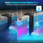 POOLJOYO Solar Pool Lights Only for Metal Frame Above Ground Pools, 1.71–3.9 Top Rails, Remote Control, Brighter 3-Sided 180° Underwater Glow, 10 Colors 4 Modes, IP68 Waterproof（1 Pack）