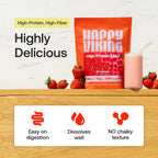 Happy Viking Plant-Based Protein Powder +100 Superfoods Strawberry Meal Replacement Shake, Created by Venus Williams, 30g Plant Protein, 10g Fiber, Vegan, Gluten-Free, Non-GMO,15 Meals