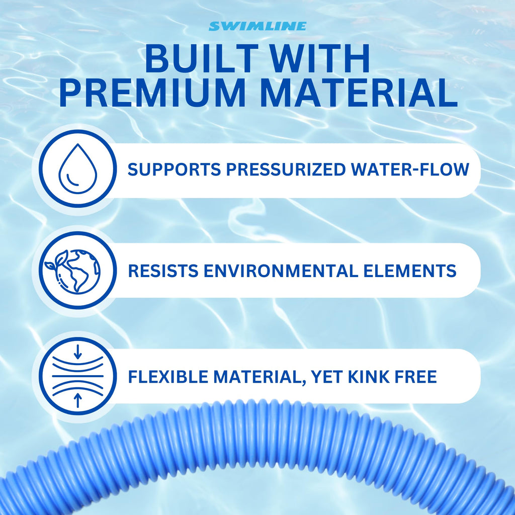 SWIMLINE HYDROTOOLS Standard Swimming Pool Vacuum Hose 1.25" X 18' For Inground Pools - Compatible With Vacuum Heads, Skimmers, Filter Pump Inlets, Above Ground Pools And Other Pool Accessories