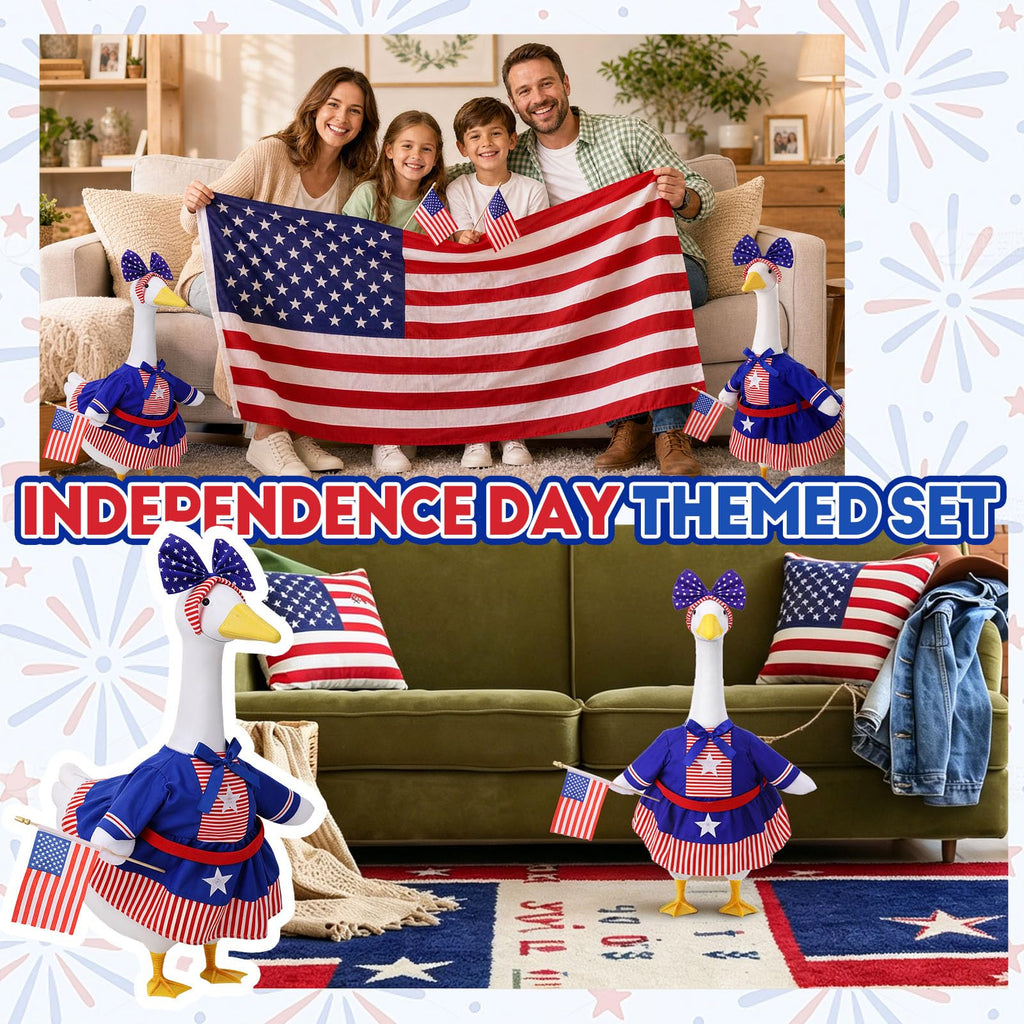 ZhouBoat Patriotic 4th of July Porch Goose Outfit for 23 Inch Lawn Statue