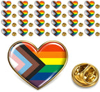 HAFILO 25/50/100 Metal Hearts Inclusive Progress Pride Pin Rainbow Gay Flag LGBTQ Progressive Lapel Pins for clothing Backpack hat Pride Month Decoration Gift Bulk (50)