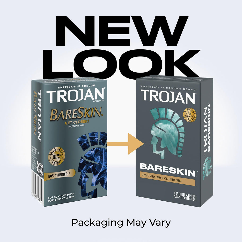 Trojan Bareskin Latex Lubricated Thin Condoms for Men, 24 Count
