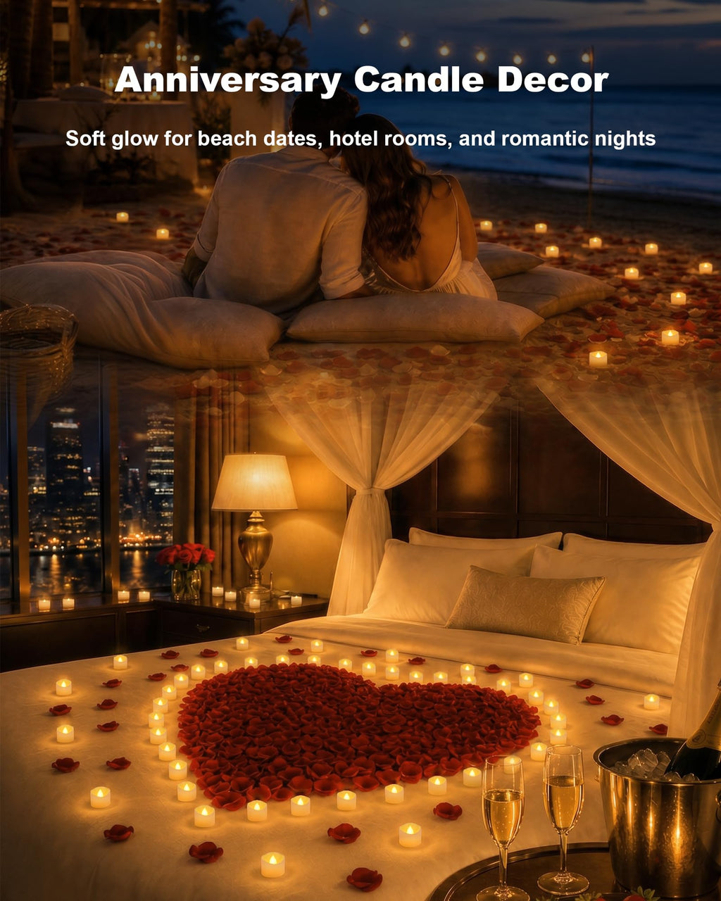 Homemory 72-Pack Novelty Flickering Flameless Tea Light Candles, 200+ Hours
