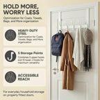 Encozy Over The Door Hooks,Coat Rack for Hanging Clothes Hat Towel (Heavy Duty White 2pcs)