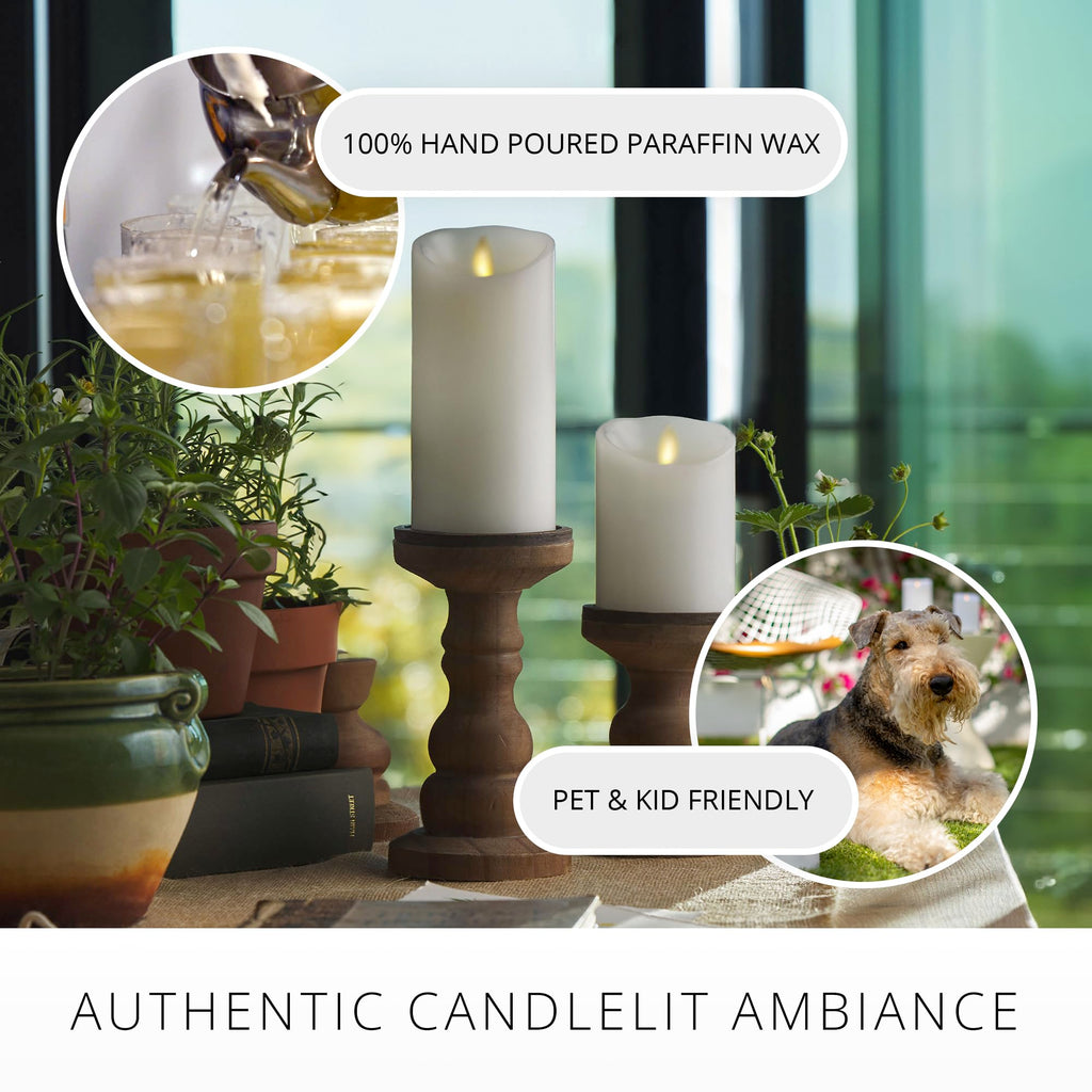 Luminara - Flameless LED Battery Operated Flickering Pillar Candles - White - Pack of 1-3x4.5 - Realistic Moving Flame Real Wax Indoor/Outdoor Decor