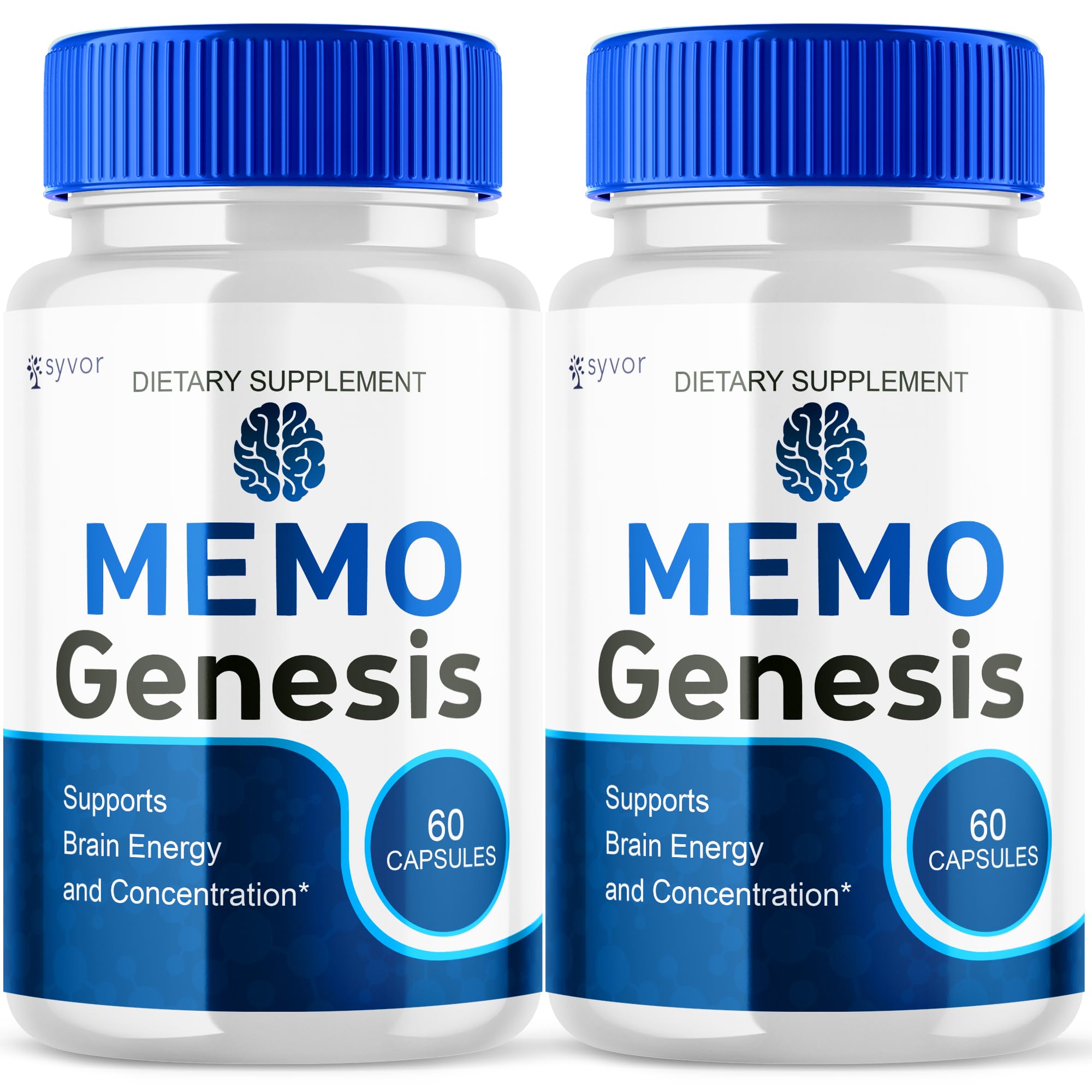 (2 Pack) Memo Genesis Capsules, Official Memogenesis Brain Health Support Pills with All Natural Ingredients, Advanced Brain Energy Supplement with Max Strength Vitamins for Women & Men (120 Capsules)