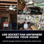 Bell+Howell Socket Breeze Cool Light Deluxe Silver – Ceiling Fans with LED Lights and Remote Control, Replacement for Lightbulb - Bedroom, Kitchen, Living Room,1000 Lumens / 5000 Kelvins