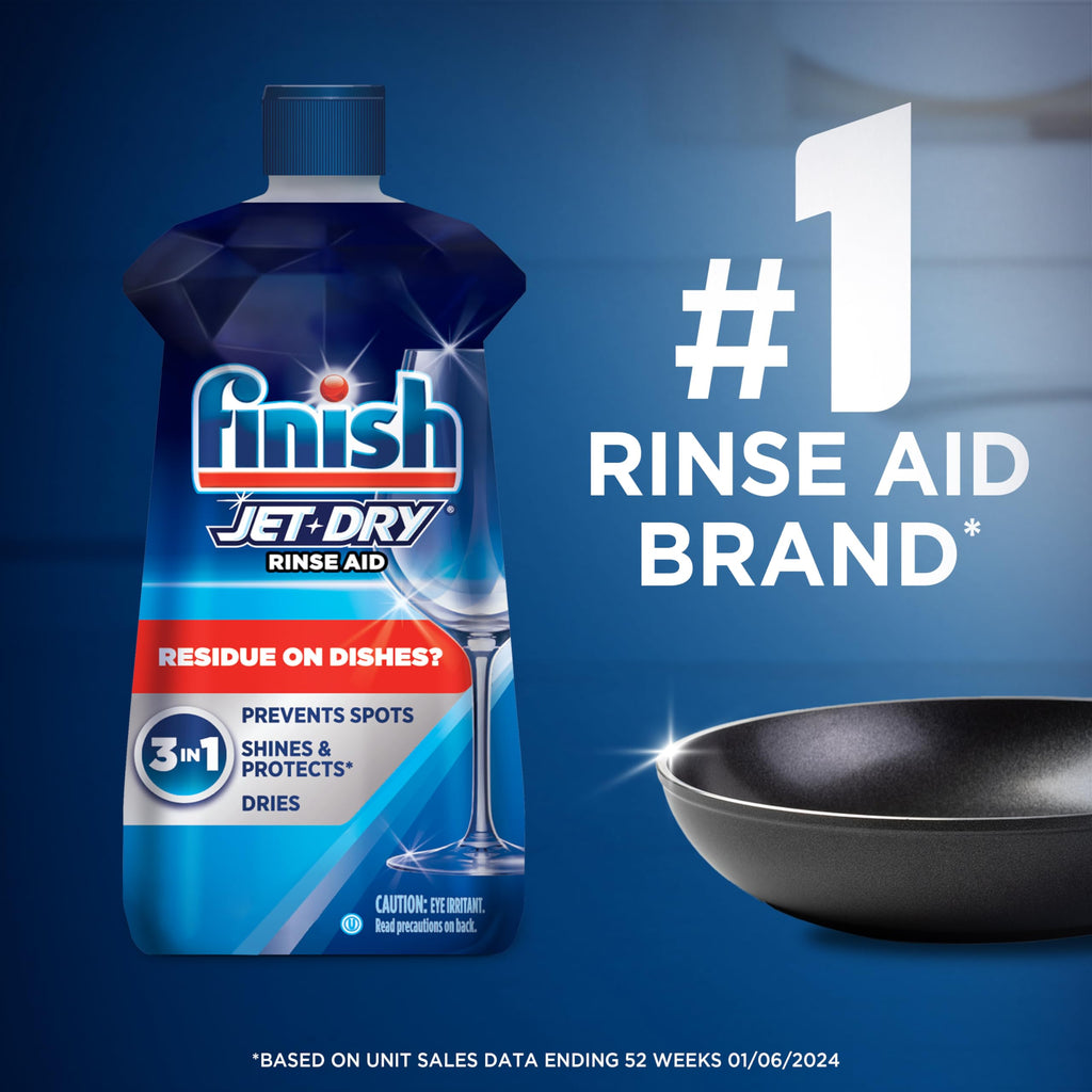 Finish Jet-Dry Dishwasher Rinse Aid, Compatible with Dishwasher Detergent, Prevents Spots & Residues, Dries, Shine & Protects, 23 oz, 225 Washes. (Pack of 3)