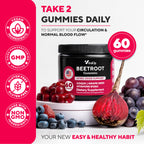 VitaUp Beet Root Gummies – Beetroot Supplement with CoQ10, Grape Seed, Vitamin C, B12 & B3 – Nitric Oxide Gummies for Circulation Support – Beet Supplement for Energy & Immune Support – 60 Beets Chews