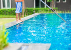 SKIMLITE MANUFACTURING Snaplite Telescopic Pool Pole 12 Ft Adjustable Cleaning Poles Push Button Lock Light Weight Easy Grip, Includes Universal Threaded Adapter for Skimmer Net Brush Vacuum Head