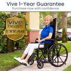 Vive Mobility Reclining Wheelchair with Elevating Leg Rests - Heavy Duty Recliner Wheel Chair for Seniors & Adults -Wide 18" Seat, up to 300lbs -High Back, w/Leg & Head Support -Comfortable Headrest
