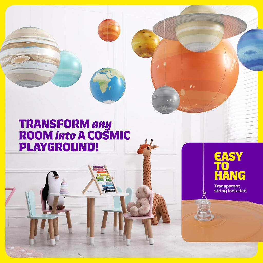 Dan&Darci Inflatable Solar System Planets for Kids - Science Toys - Boys Room Decor Ceiling - Space Gifts - Outer Space Themed Party Decorations - Astronomy Gifts 5-7, 6-8, 8-12 Years Classroom