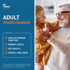 Dr. Tobias Adult Multivitamin for Women & Men, Immune Supporting Vitamins from 42 Fruits, Vegetables, Plus Probiotics, Vegan Multivitamins for Men & Women, Non-GMO, 180 Tablets, 60 Servings