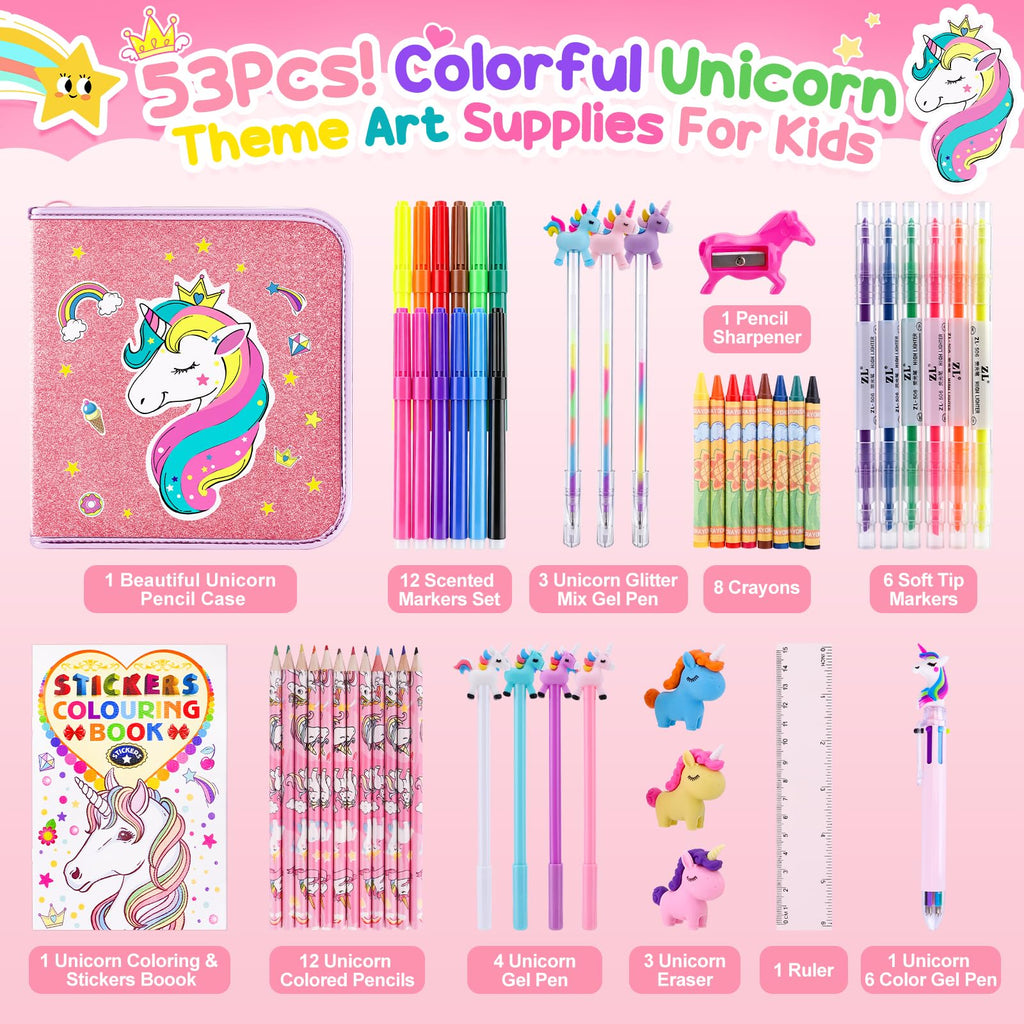 MAIGOZON 56 Pcs Scented Markers Art Supplies for Kids 4-8, Unicorn Toy Gift