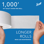 Scott Professional 100% Recycled Fiber High-Capacity Jumbo Roll Toilet Paper, Bulk (67805), 2-Ply, Septic Safe, White, Non-Perforated (12 Rolls at 1,000' Each, 12,000'/Case)