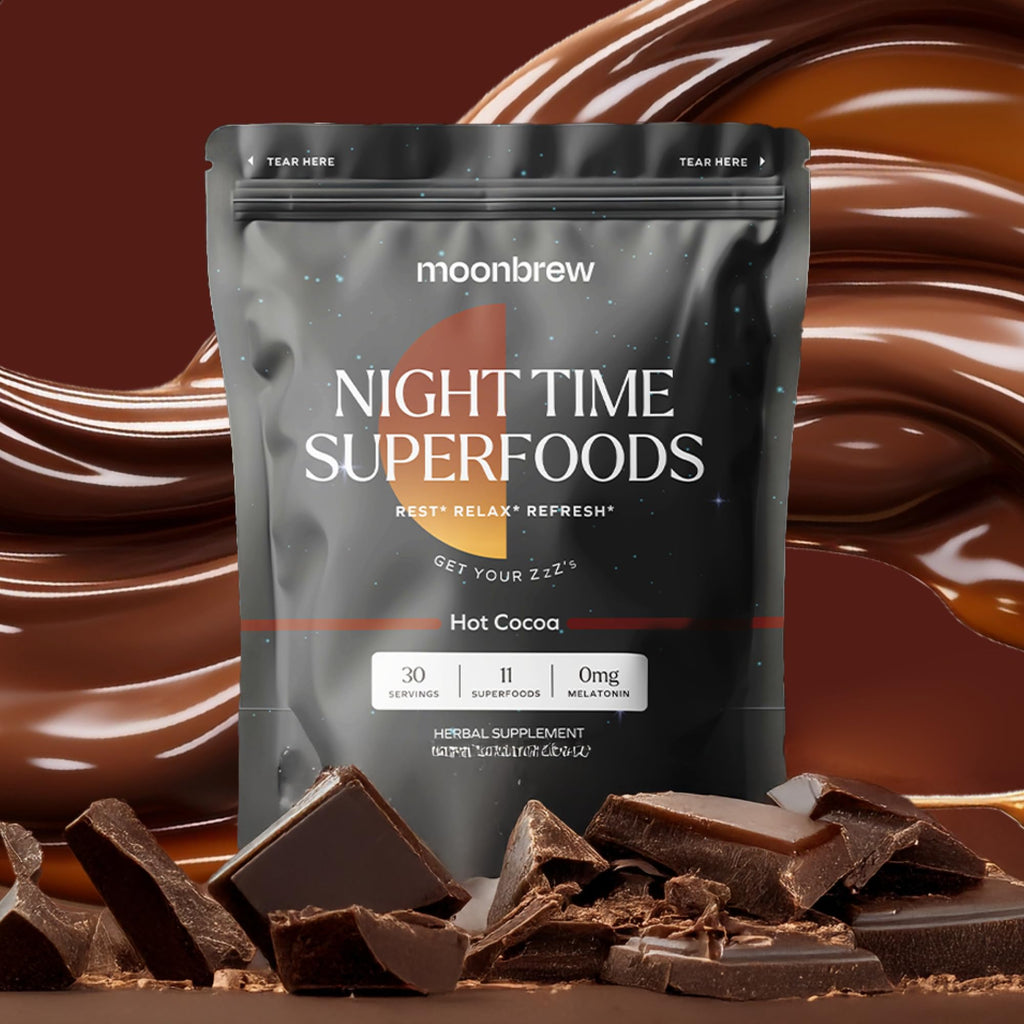 MoonBrew Nighttime Magnesium Hot Cocoa, Natural Sleep Aid Drink Mix for Adults - Calming Melatonin-Free Sleep Support - Sleepy Hot Chocolate Powder with L-Theanine, Passionflower & Zinc Glycinate