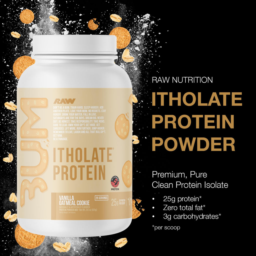 RAW Whey Isolate Protein Powder, Vanilla Oatmeal Cookie (CBUM Itholate Protein) - 100% Grass-Fed Sports Nutrition for Muscle Growth & Recovery - Low-Fat, Low Carb, Naturally Flavored - 25 Servings
