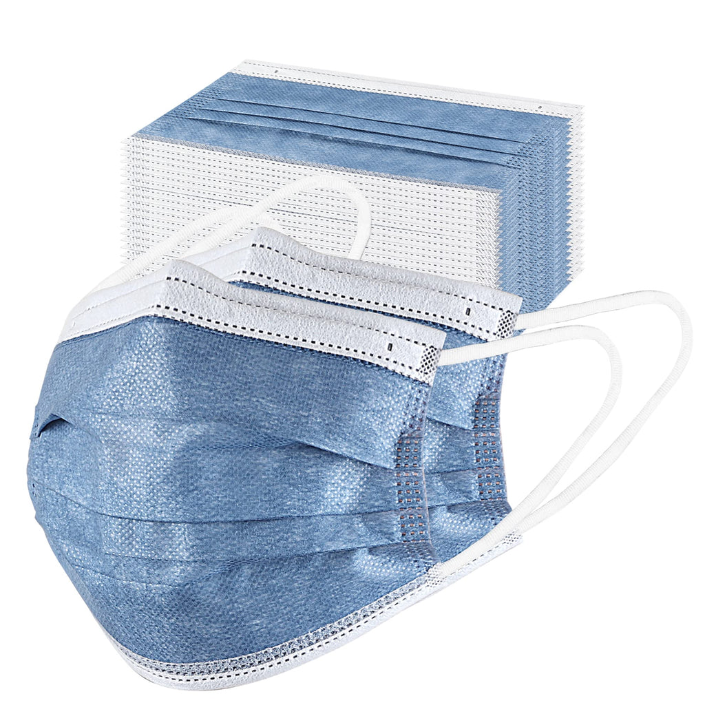 akgk Disposable Face Masks 100Pcs, 3 Layer Protective Face Mask Navy Blue Face Masks 100Pcs